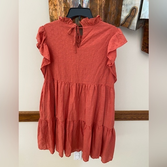EN SAISON Womens Orange Lined Tie Pullover Flutter Sleeve Dress XL - Picture 4 of 10